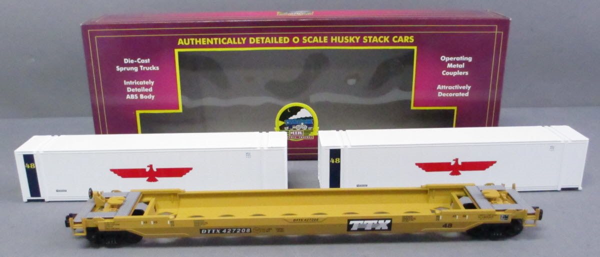 MTH 20-9501L O Gauge TTX Husky Stack Car w/ Containers #427208 LN/Box