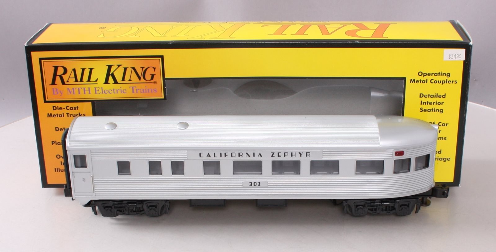 MTH 30-6053 O California Zephyr Streamlined Observation Car #302 LN/Box