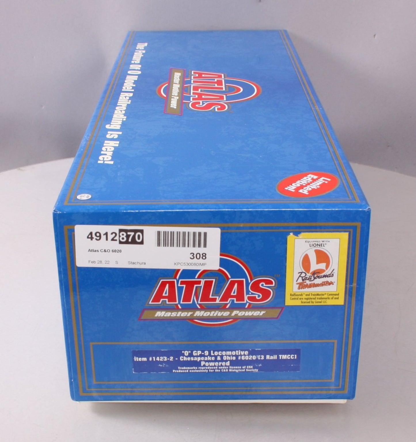 Atlas 1423-2 O Gauge C&O Powered GP-9 Diesel Locomotive [3 Rail w/TMCC] LN/Box