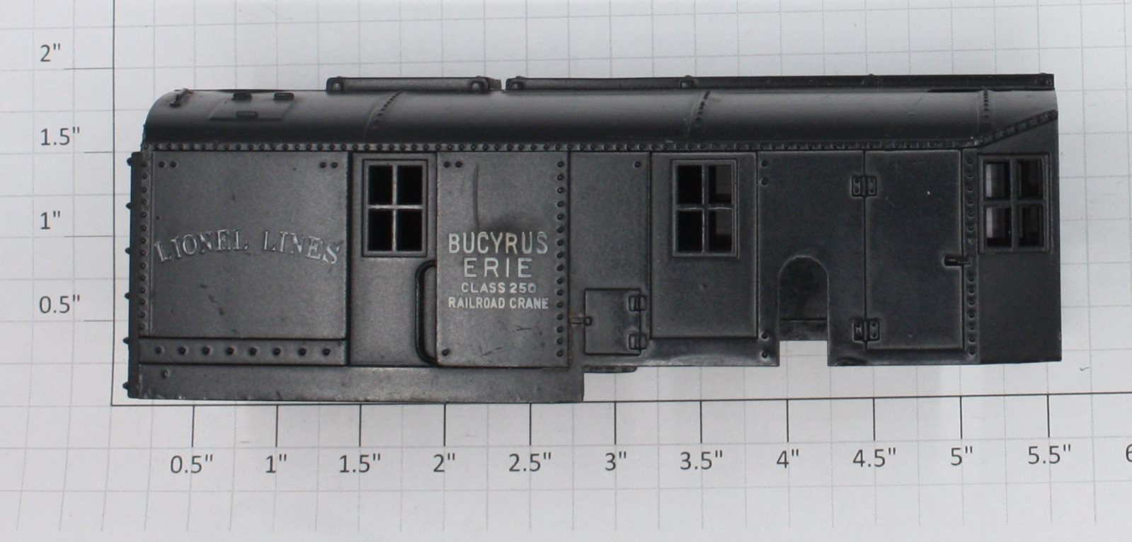 Lionel 2460-2 O Gauge Black Bucyrus Erie Crane Cab with Closed Smokestack Hole