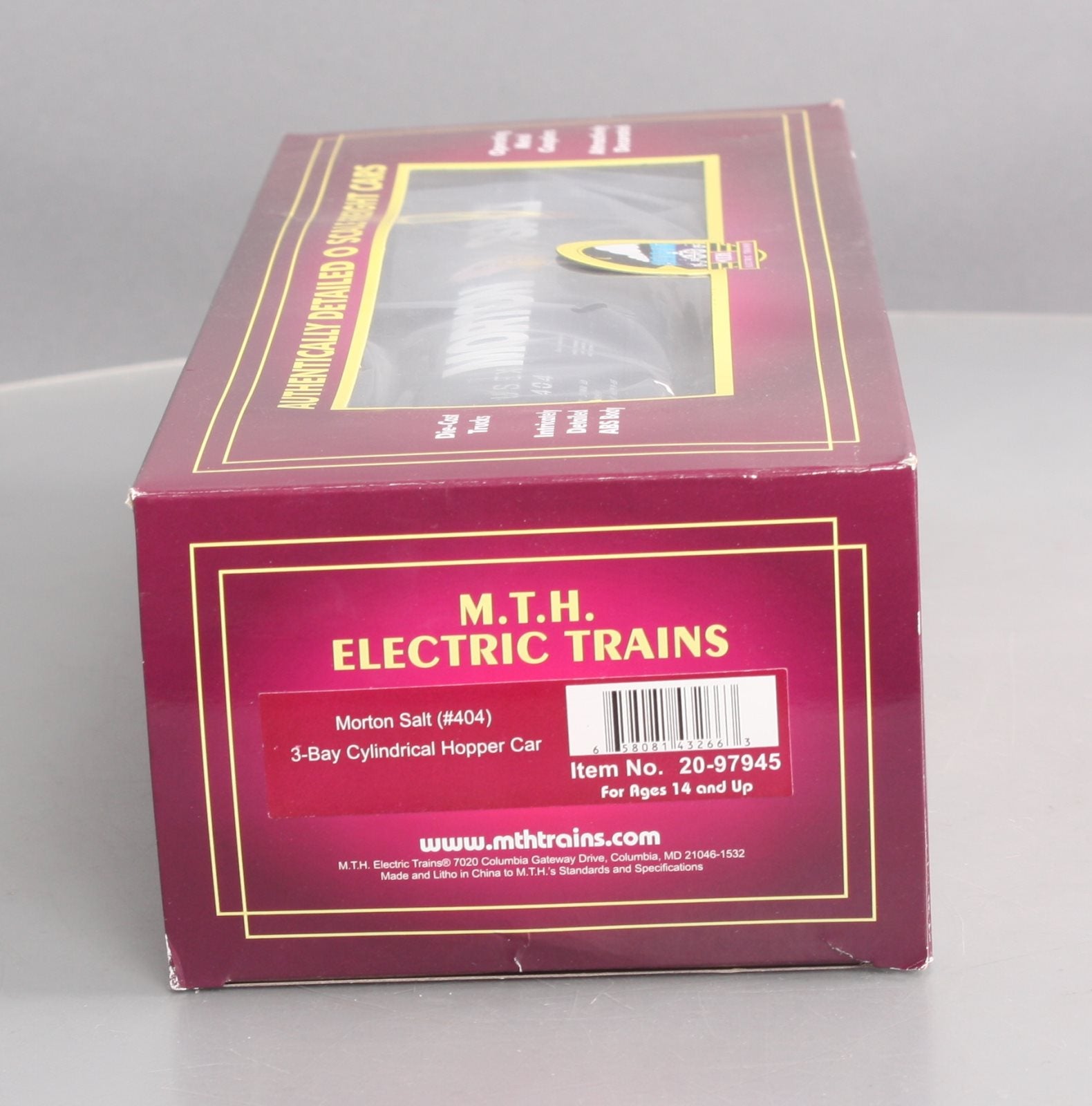 MTH 20-97945 O Morton Salt 3-Bay Cylindrical Hopper Car #404 LN/Box