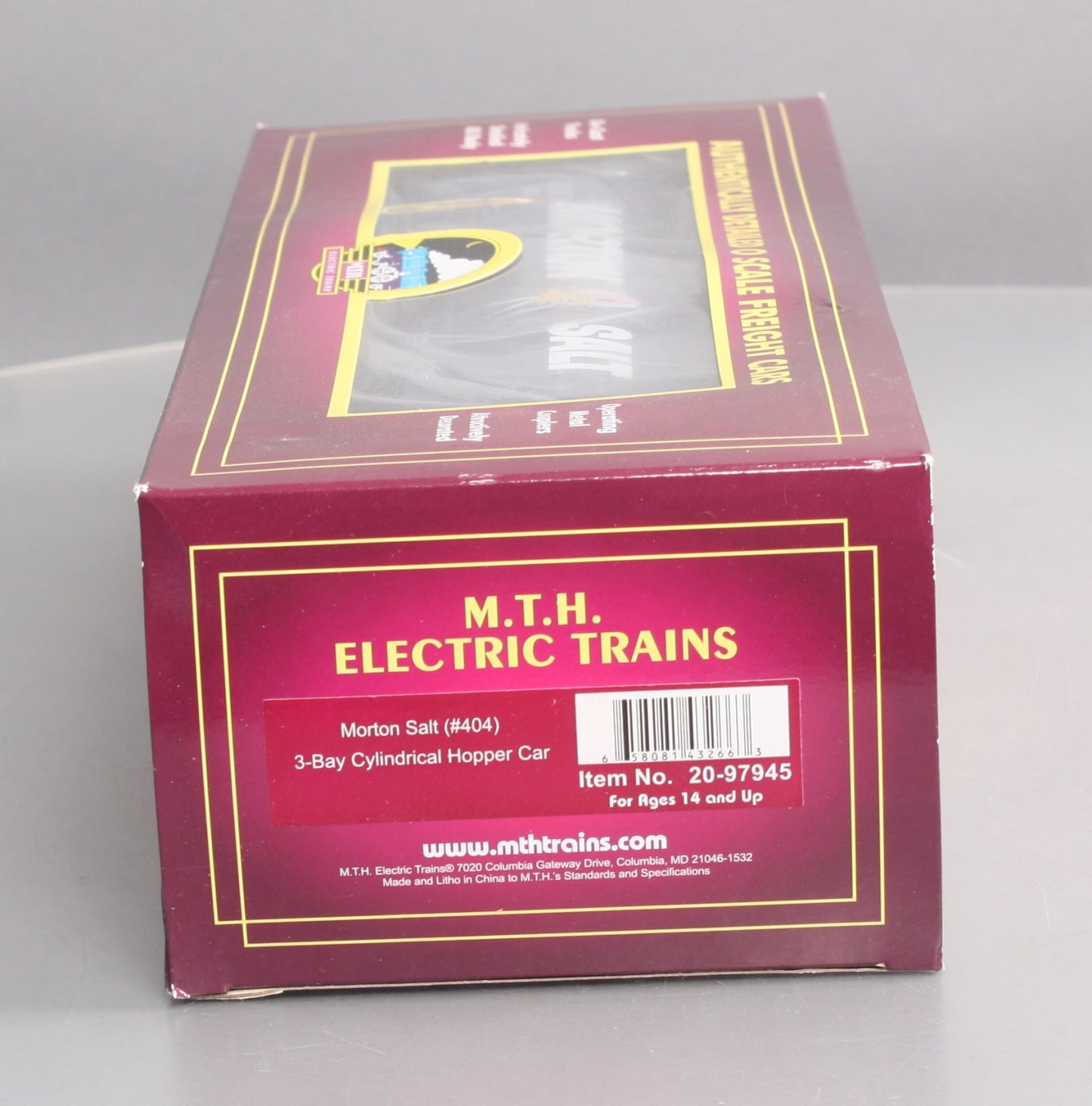 MTH 20-97945 O Morton Salt 3-Bay Cylindrical Hopper Car #404 LN/Box