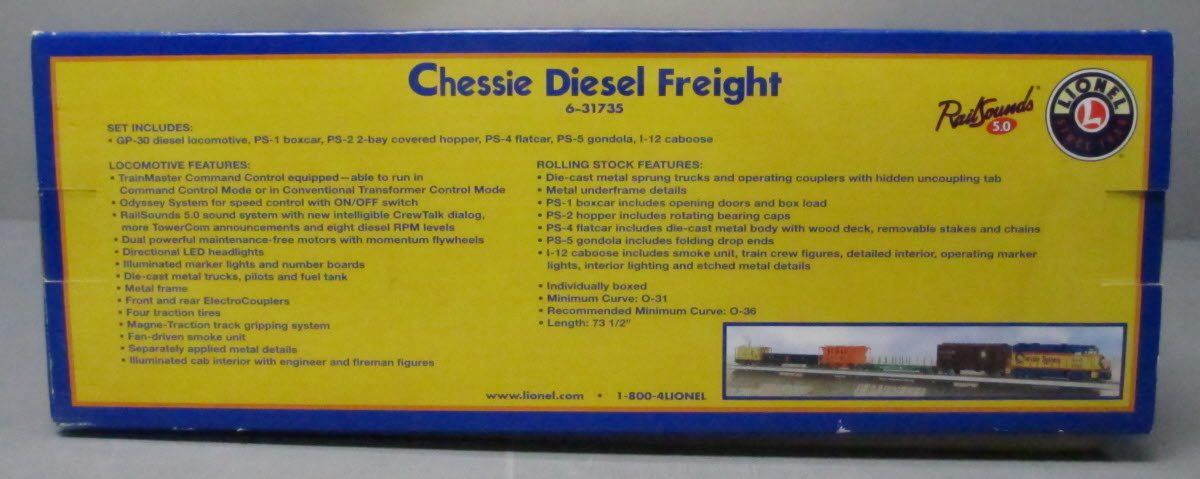 Lionel 6-31735 Chessie System Diesel Freight Train Set with RailSounds LN/Box