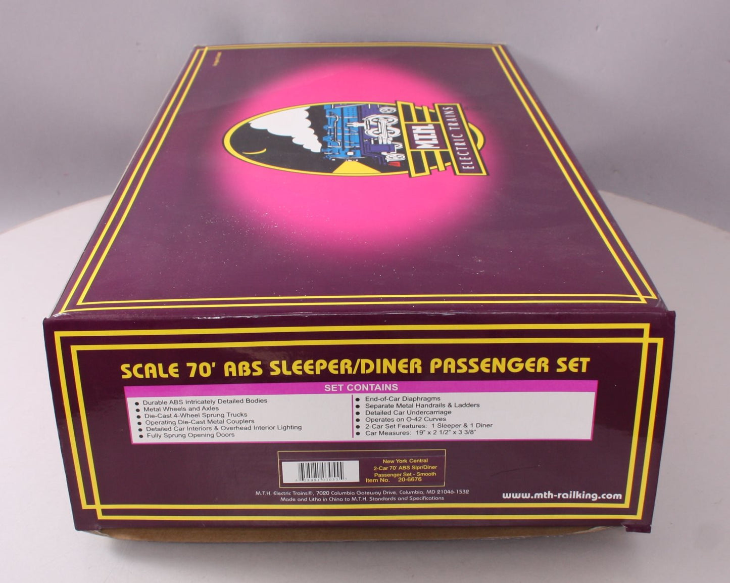 MTH 20-6676 O NYC 70' Streamlined Sleeper/Diner Passenger Car Set (Set of 2) LN/Box