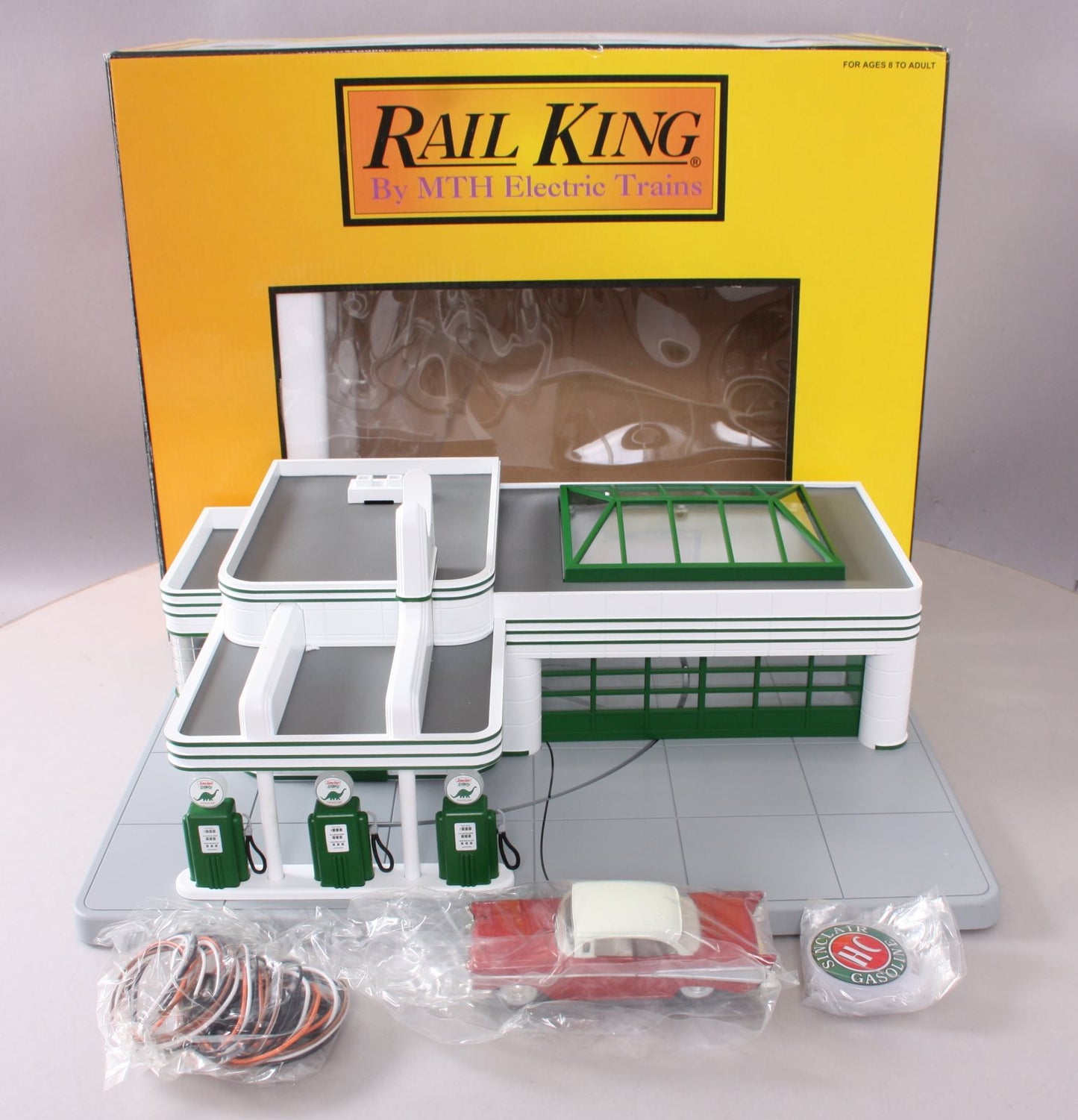 MTH 30-9101 O Gauge Sinclair Assembled Operating Gas Station NIB