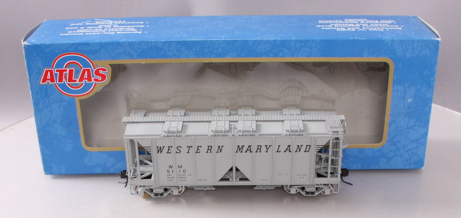 Atlas 9371-1 O Scale Western Maryland 70 Ton Covered Hopper #5110 (2-Rail) LN/Box