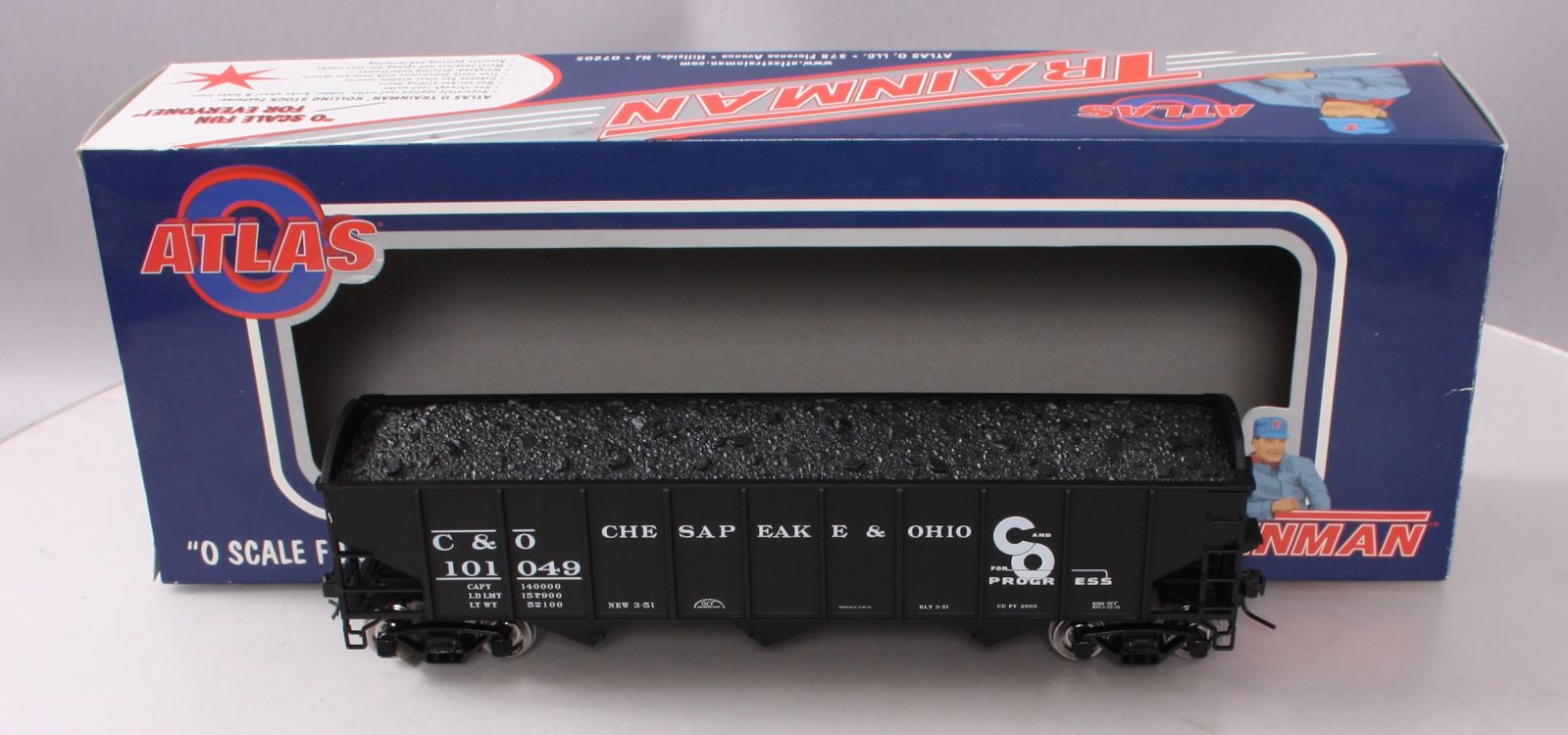 Atlas 952-2 O Scale Chesapeake & Ohio AAR 3-Bay Hopper Car (2-Rail) #101049 LN/Box