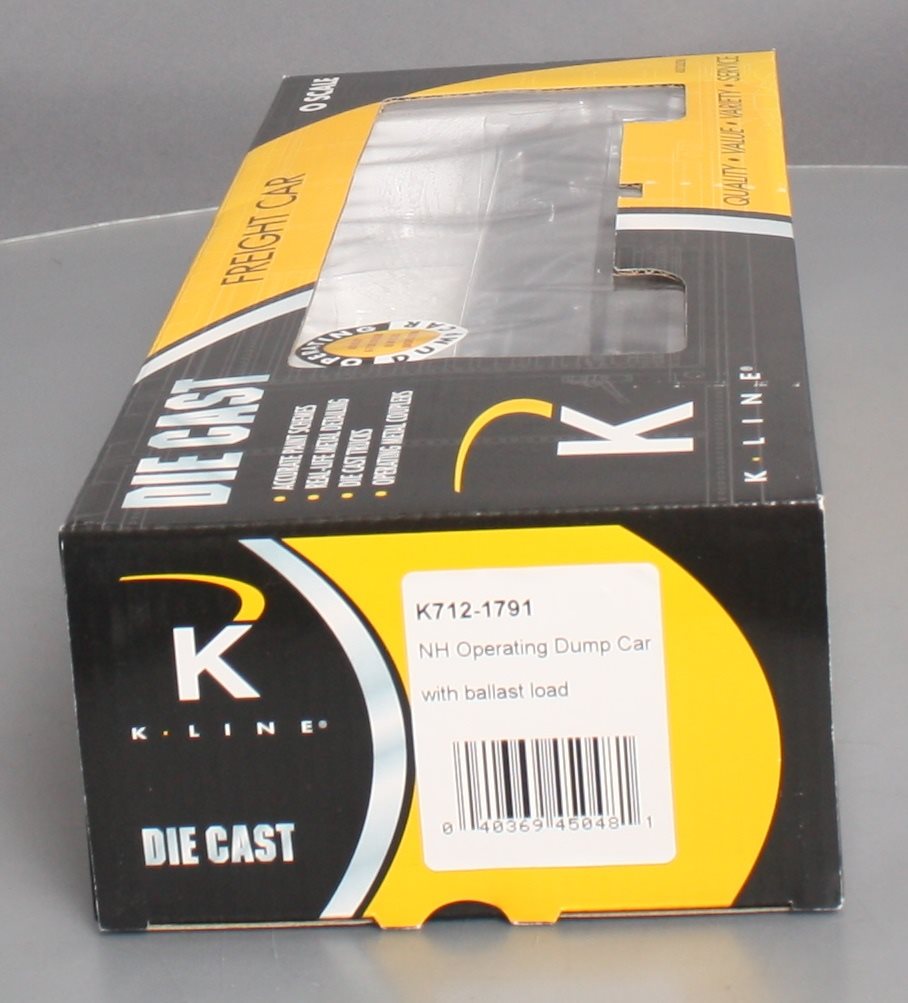 K-Line K712-1791 O New Haven Operating Dump Car with Ballast Load NIB