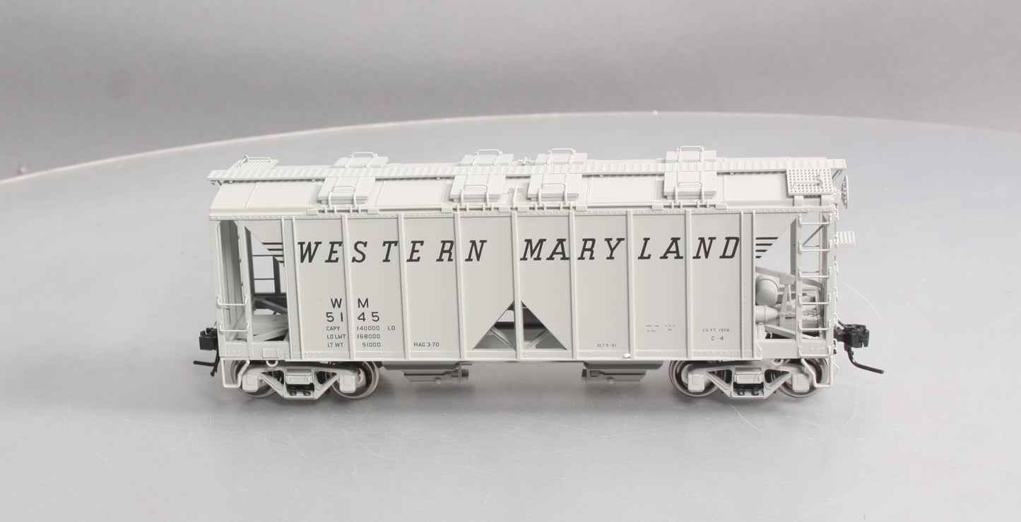 Atlas 9371-4 O Scale Western Maryland 70T Covered Hopper #5145 [2-Rail] EX/Box