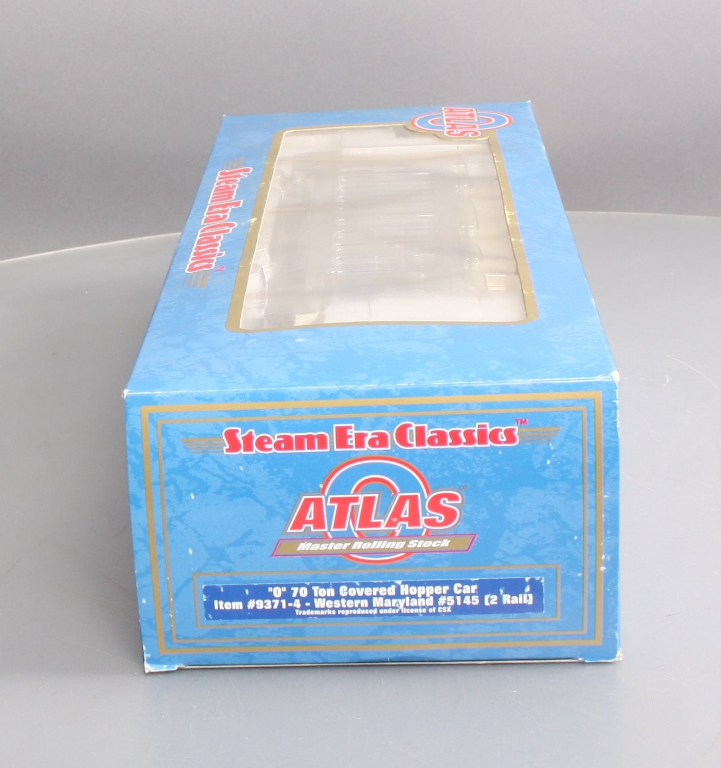 Atlas 9371-4 O Scale Western Maryland 70T Covered Hopper #5145 [2-Rail] EX/Box