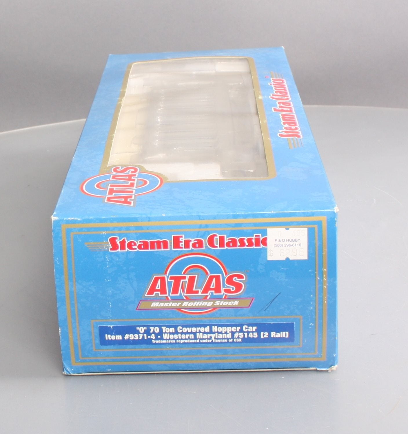 Atlas 9371-4 O Scale Western Maryland 70T Covered Hopper #5145 [2-Rail] EX/Box