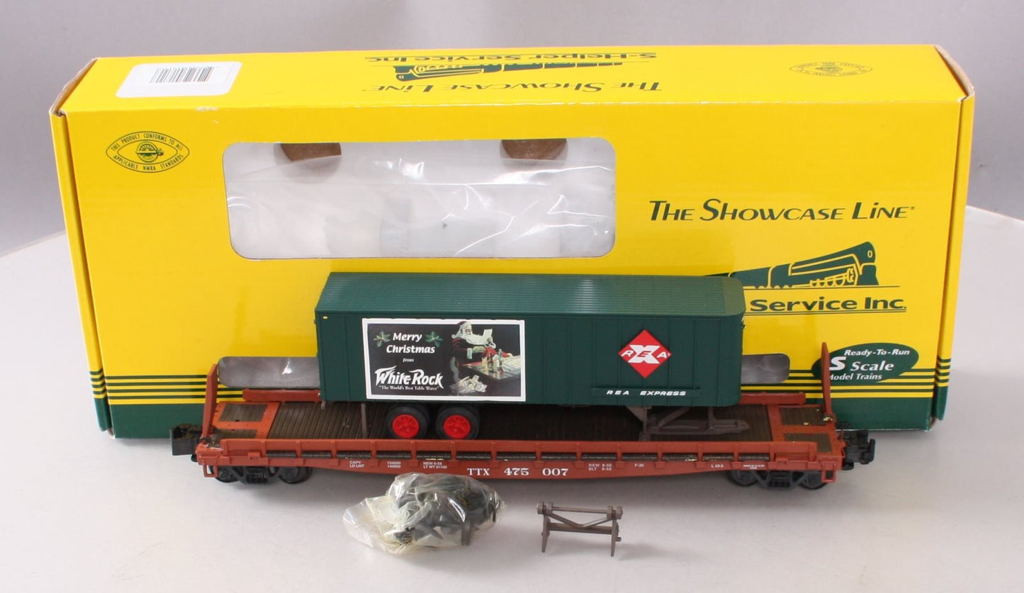 S-Helper Service 01811 S REA Christmas 53'6" Trailer On TTX Flatcar #475007 EX/Box