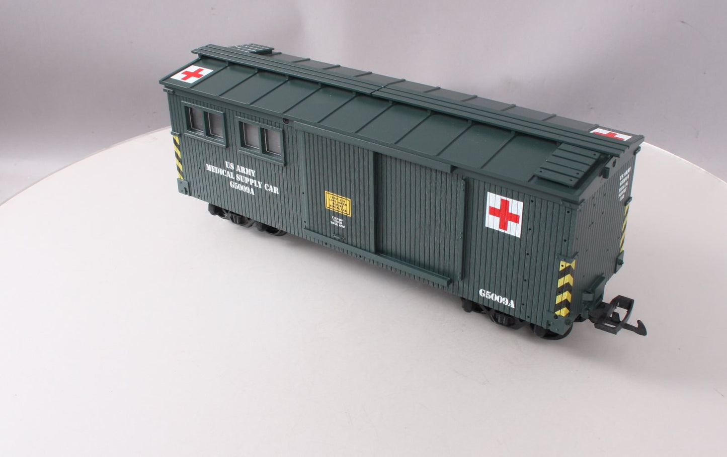 USA Trains R1899 G Scale U.S Army Medical Storage Car (Green)