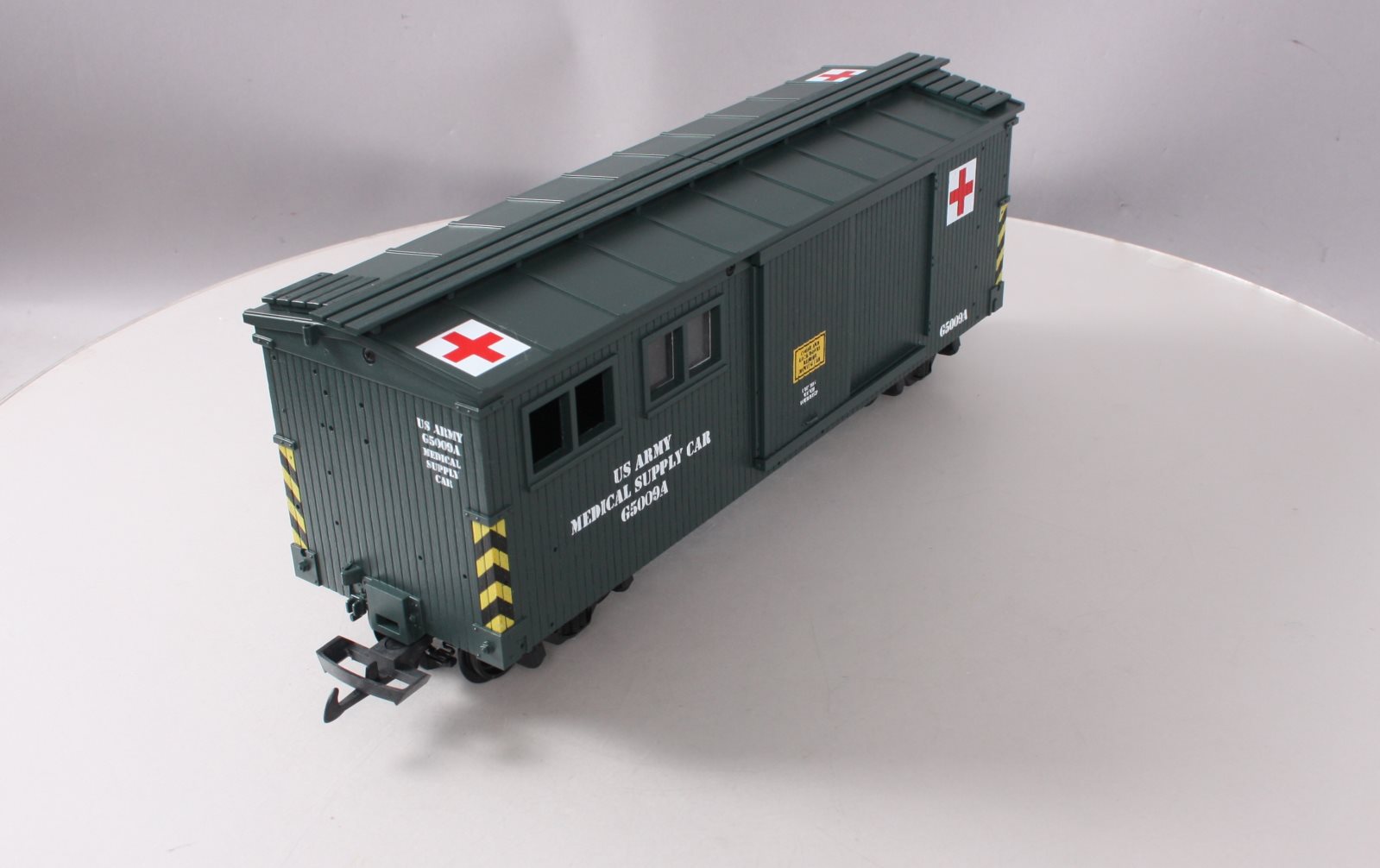 USA Trains R1899 G Scale U.S Army Medical Storage Car (Green)