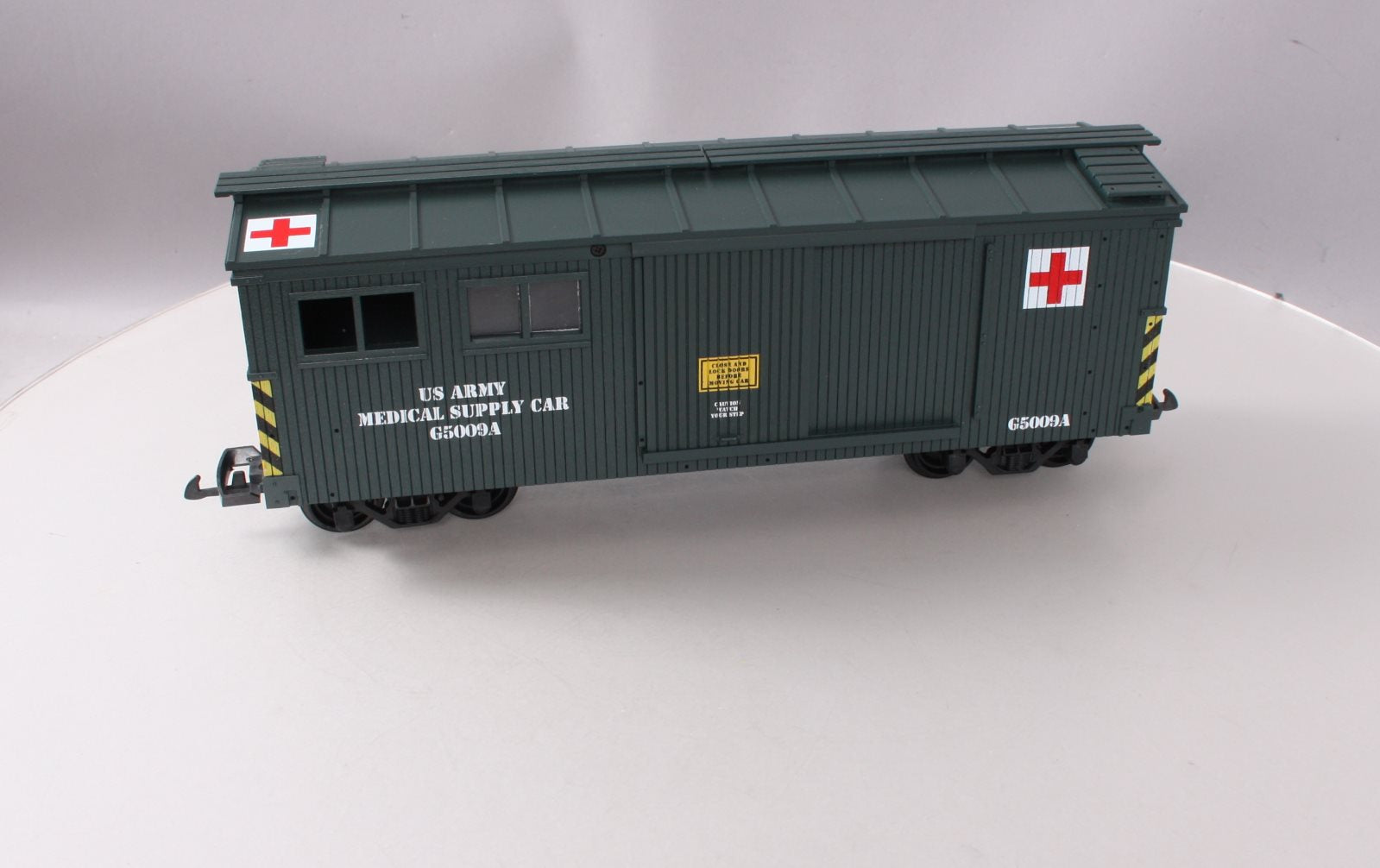 USA Trains R1899 G Scale U.S Army Medical Storage Car (Green)