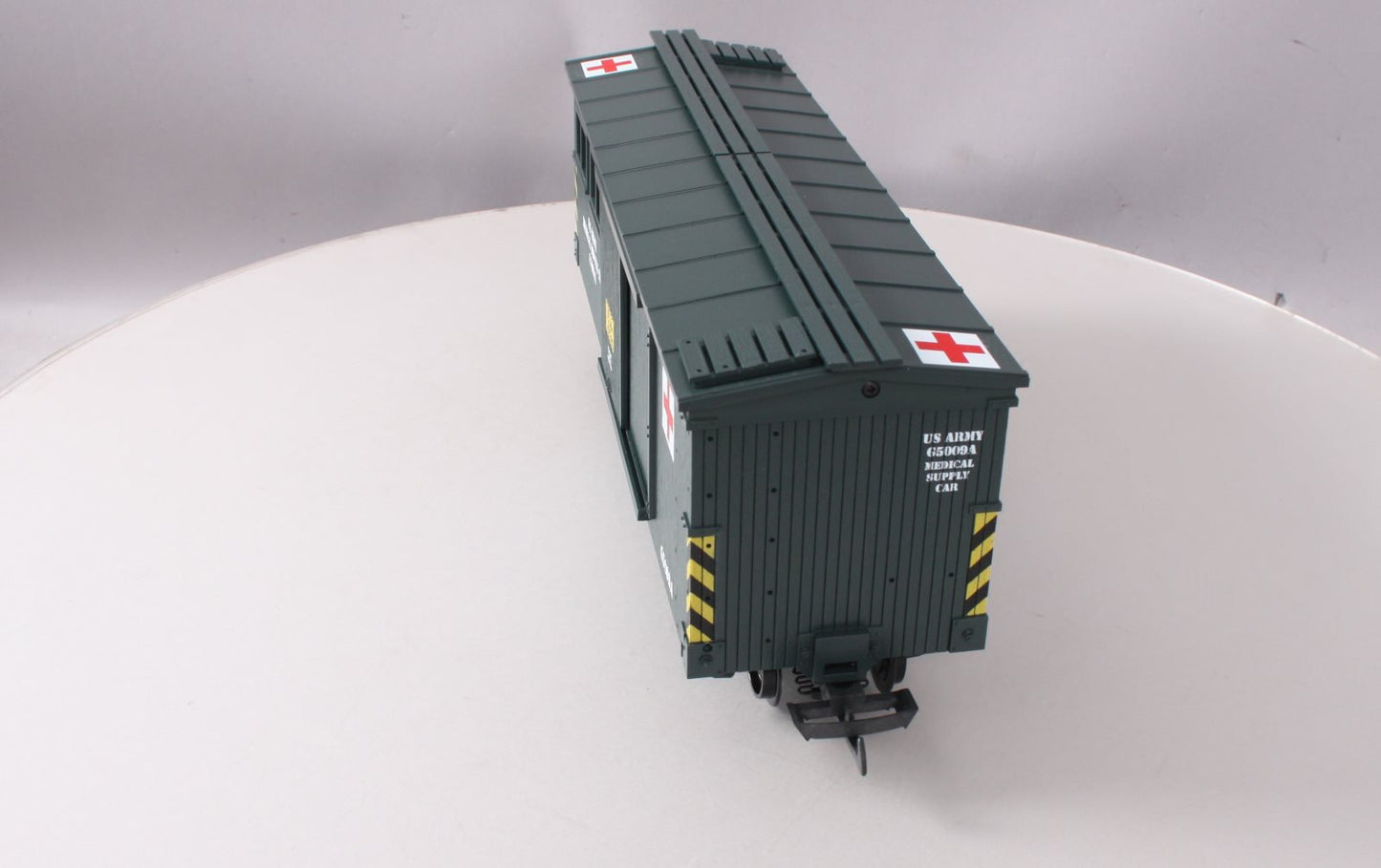 USA Trains R1899 G Scale U.S Army Medical Storage Car (Green)
