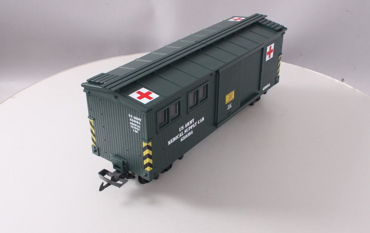 USA Trains R1899 G Scale U.S Army Medical Storage Car (Green)