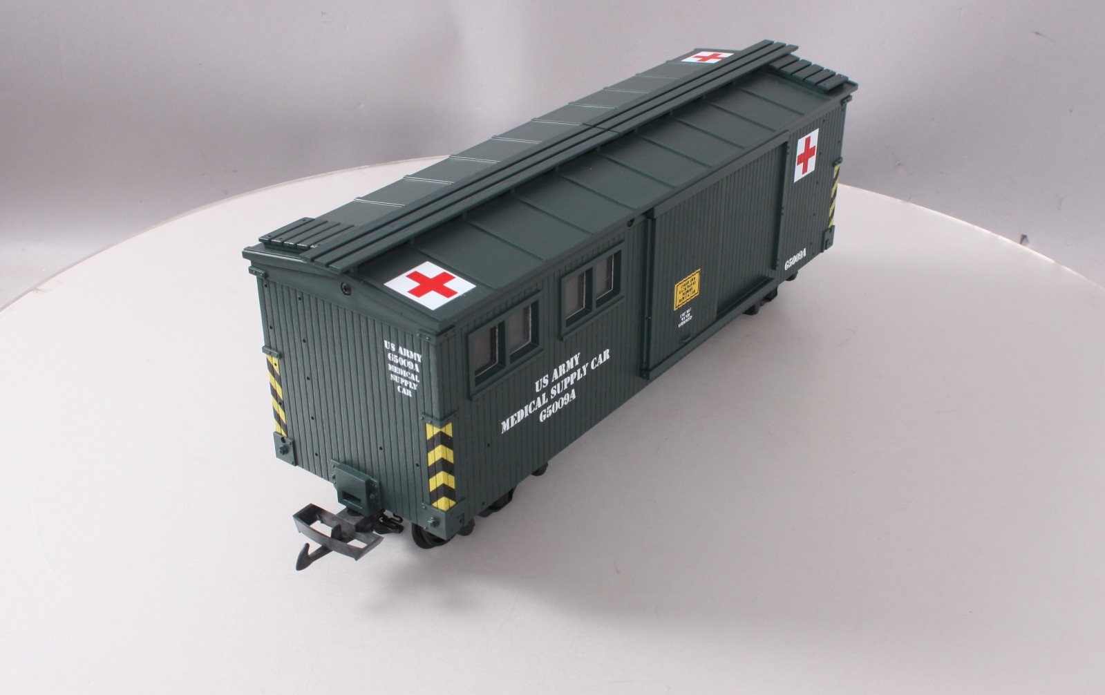 USA Trains R1899 G Scale U.S Army Medical Storage Car (Green)
