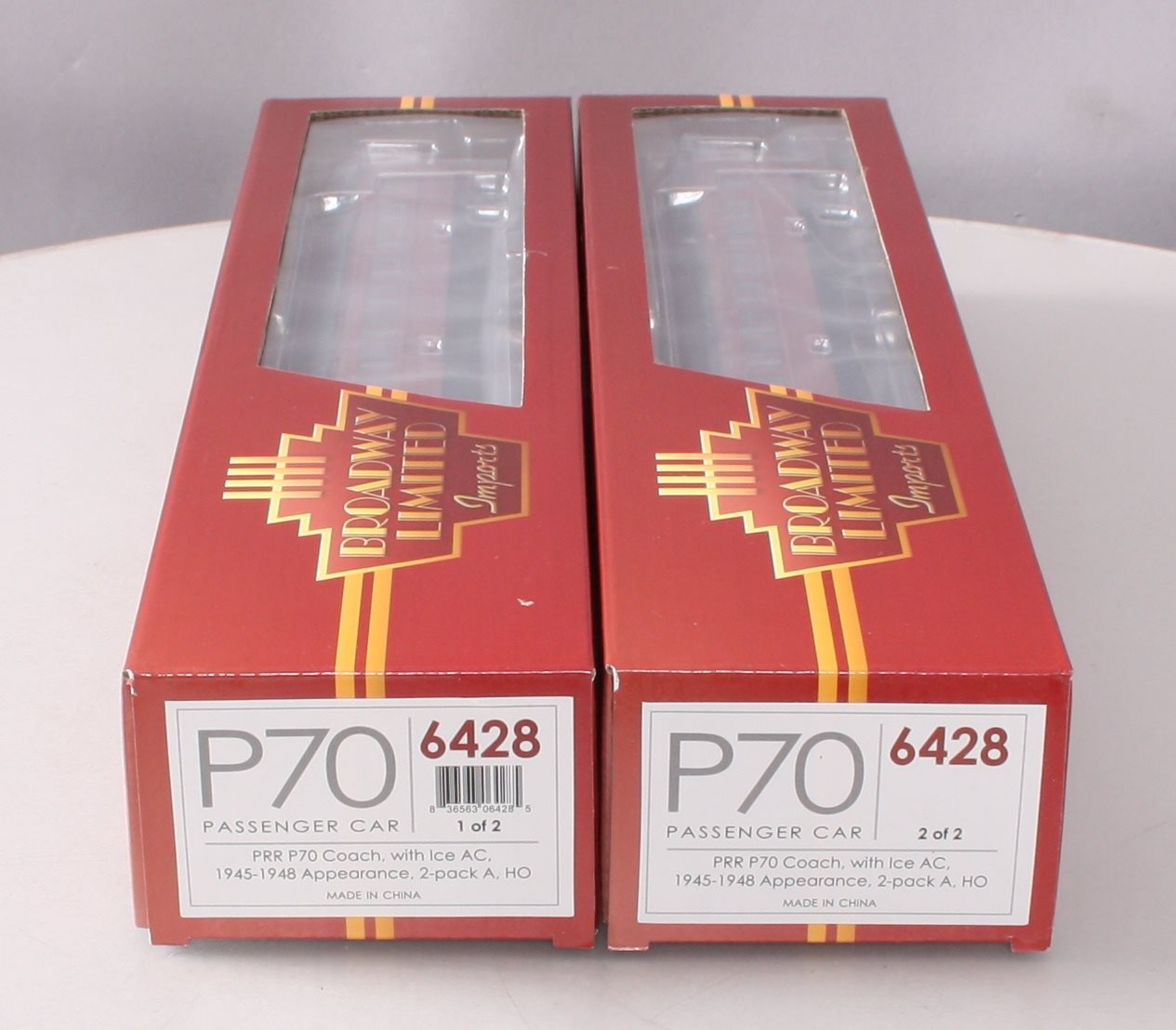 Broadway Limited 6428 HO Pennsylvania P70R Coach with Ice AC Set A (Set of 2)  LN/Box