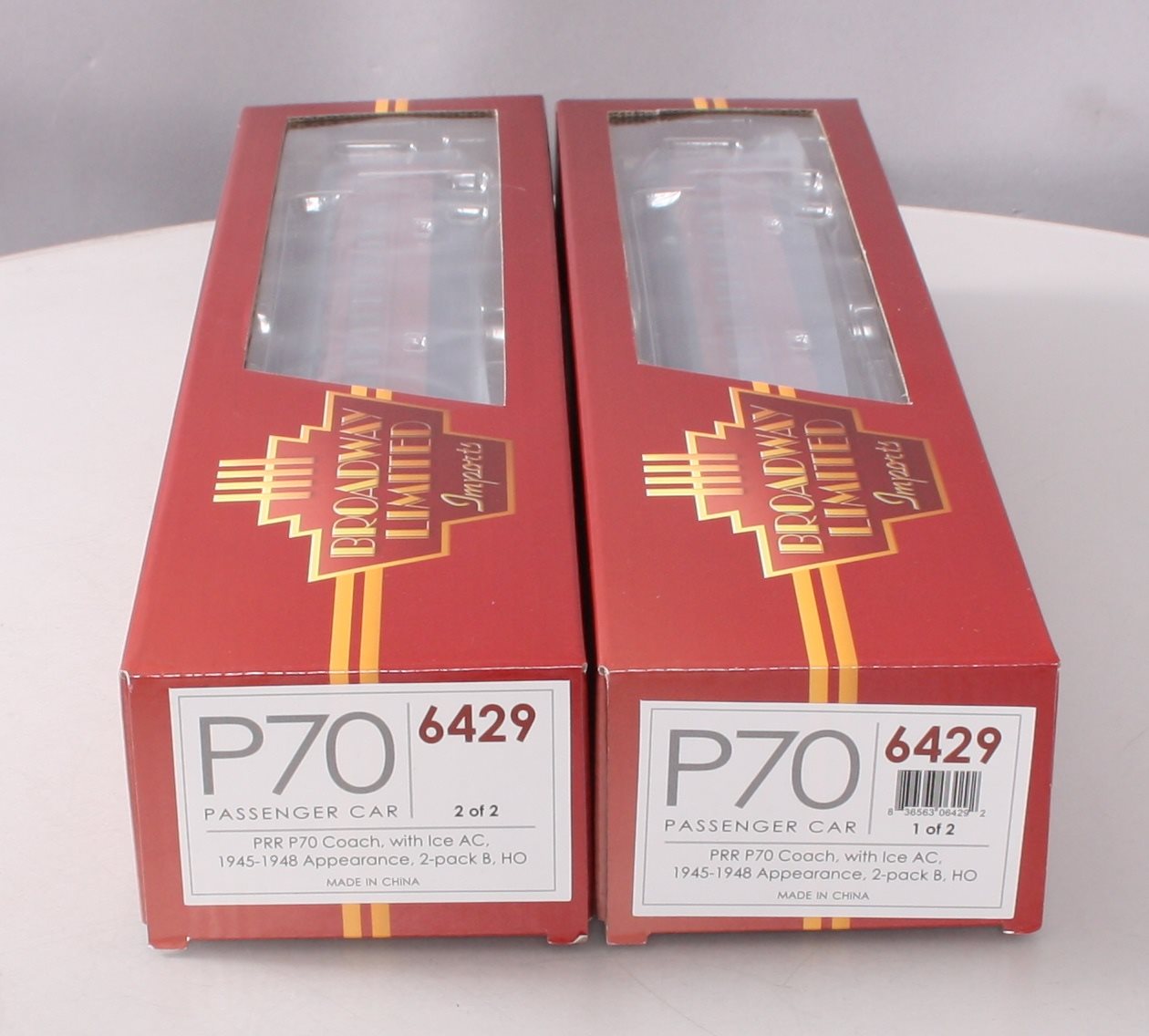 Broadway Limited 6429 HO Pennsylvania P70R Coach with Ice AC Set B (Set of 2)  LN/Box
