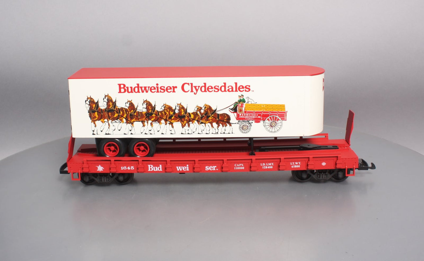 USA Trains R1763 G Budweiser Clydesdale Piggyback LN/Box