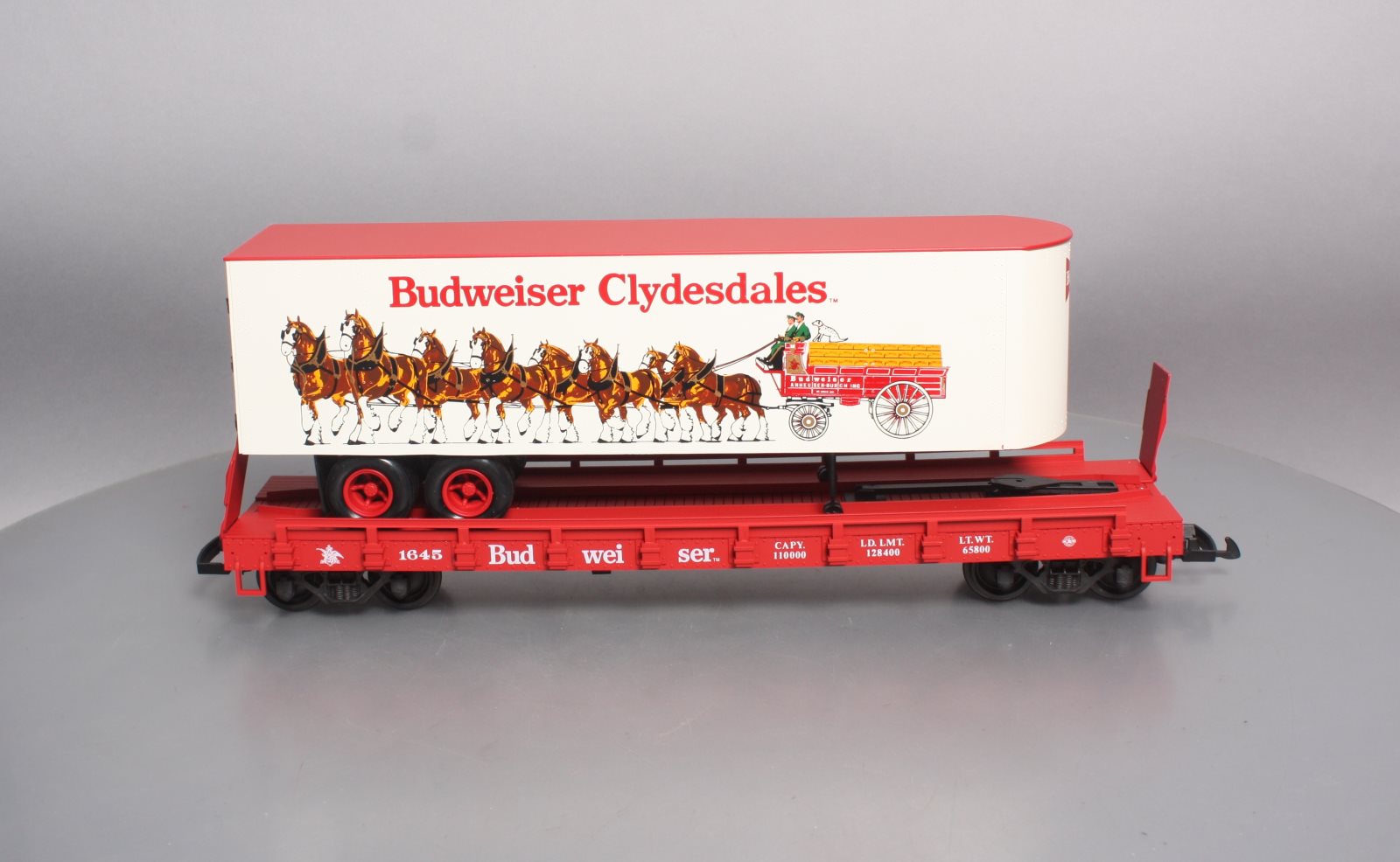USA Trains R1763 G Budweiser Clydesdale Piggyback LN/Box