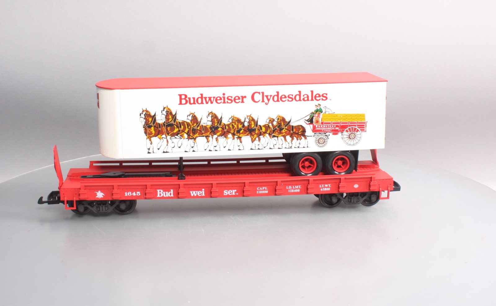USA Trains R1763 G Budweiser Clydesdale Piggyback LN/Box