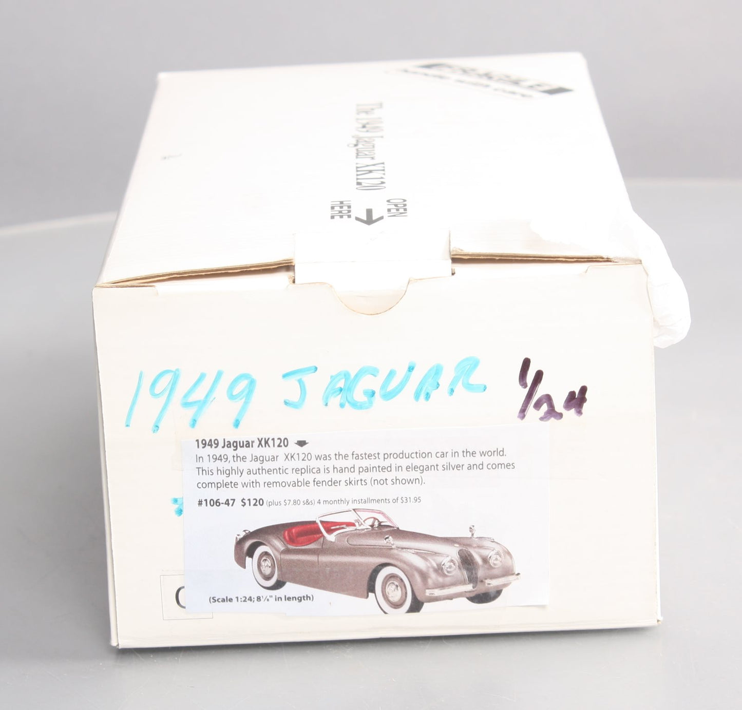 Danbury Mint 1949 1:24 Scale 1949 Jaguar XK120 Diecast Car NIB