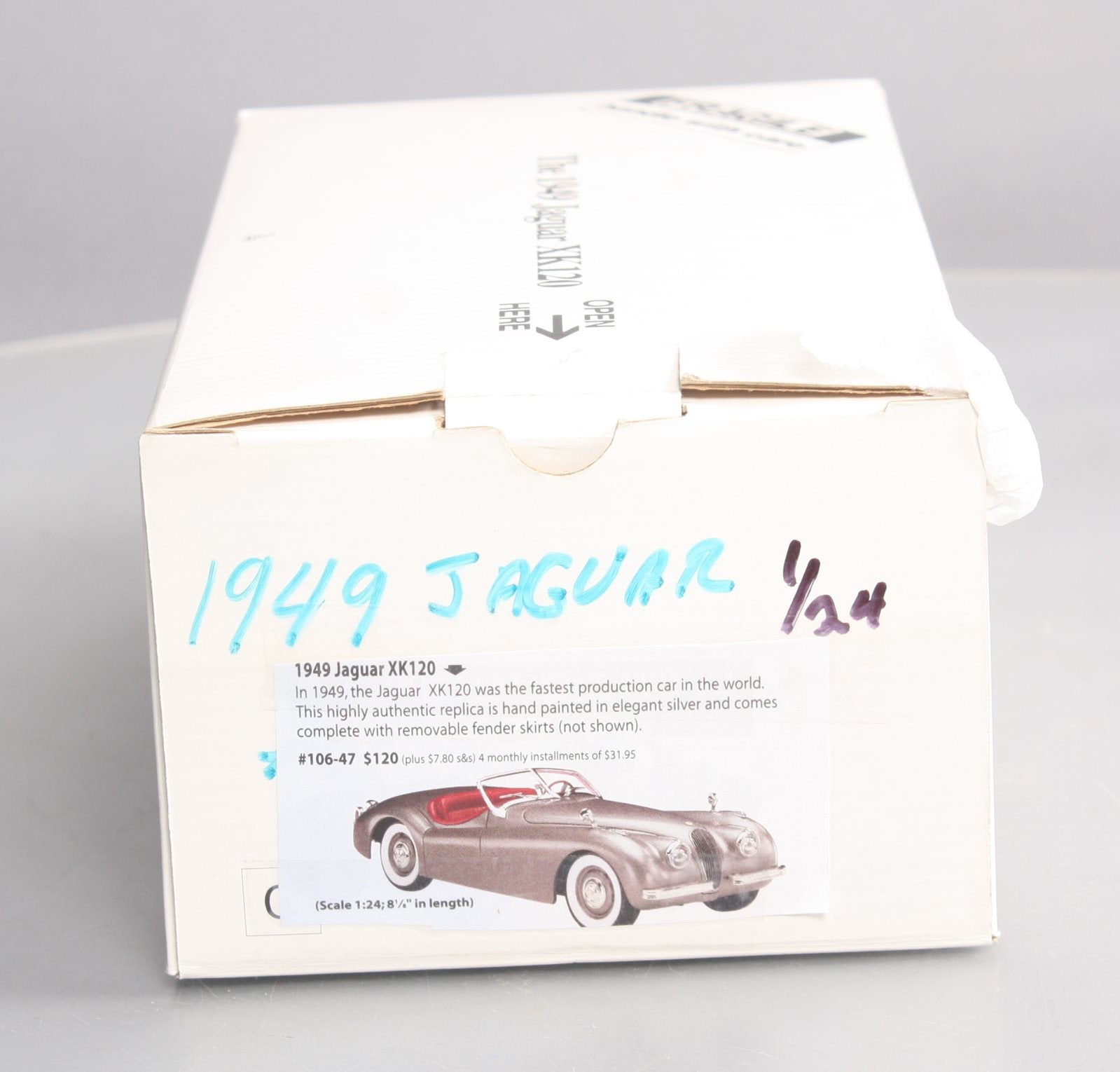 Danbury Mint 1949 1:24 Scale 1949 Jaguar XK120 Diecast Car NIB