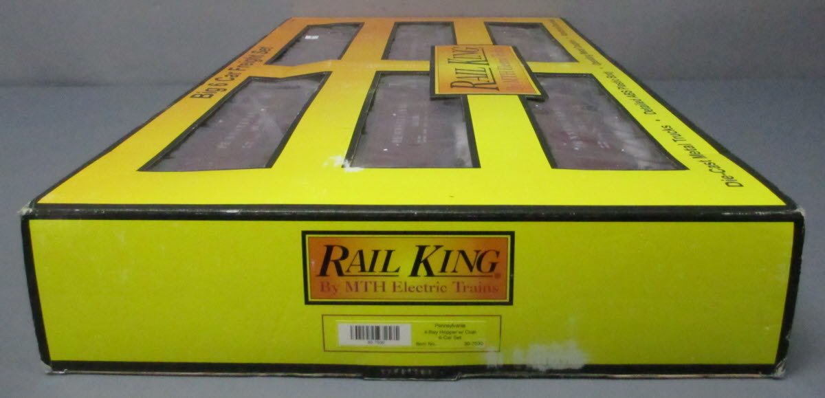 MTH 30-7530 O-Gauge Pennsylvania RailKing 4-Bay Hopper Car Set (Set of 6) EX/Box