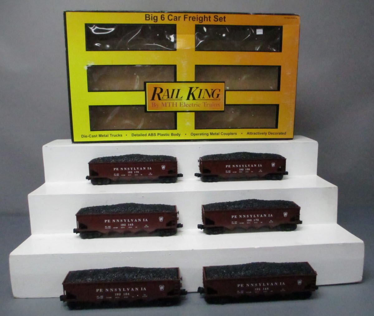 MTH 30-7530 O-Gauge Pennsylvania RailKing 4-Bay Hopper Car Set (Set of 6) EX/Box