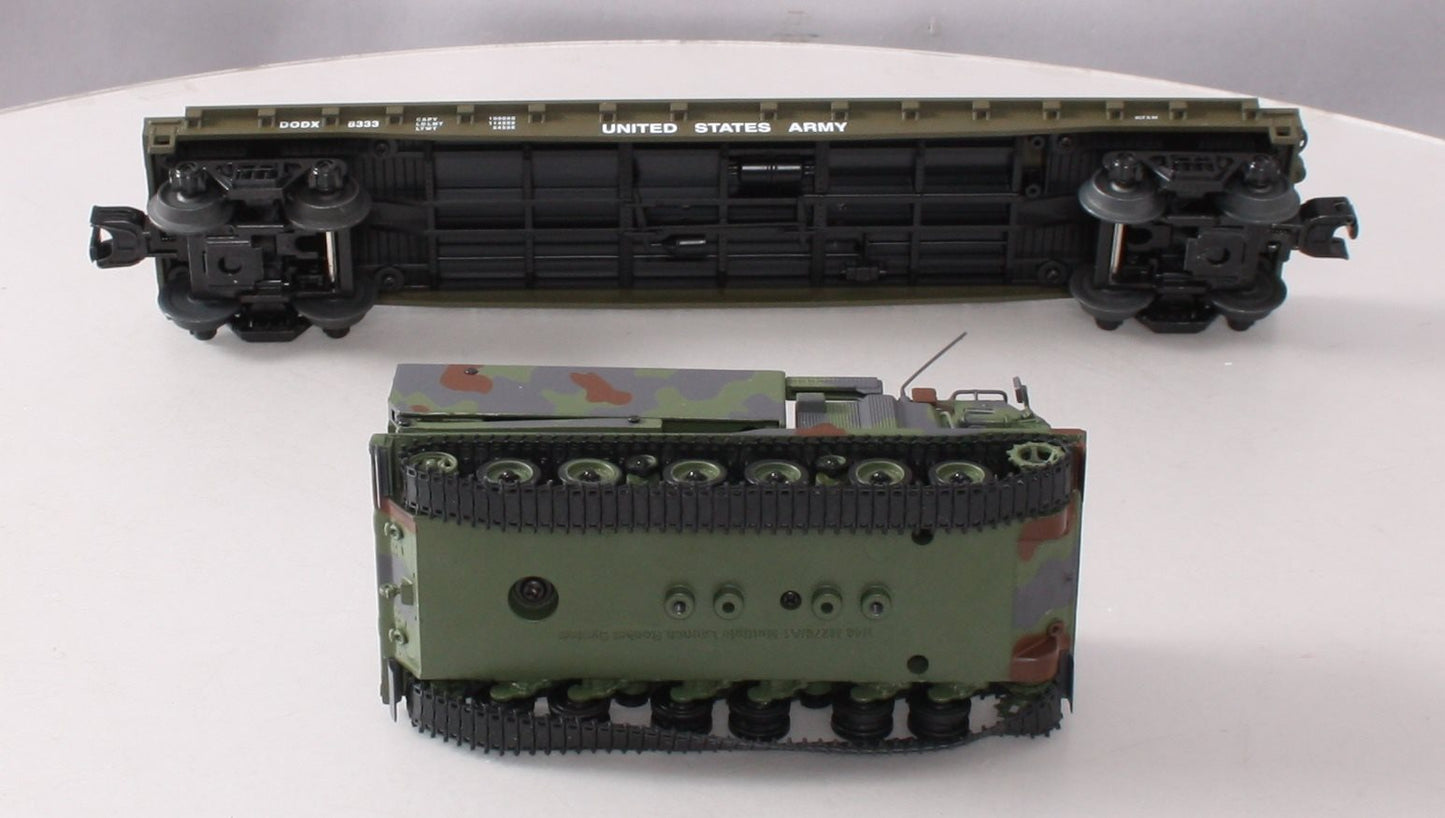 MTH 30-76843 O Gauge U.S. Army Flat Car with M270 Rocket Launcher