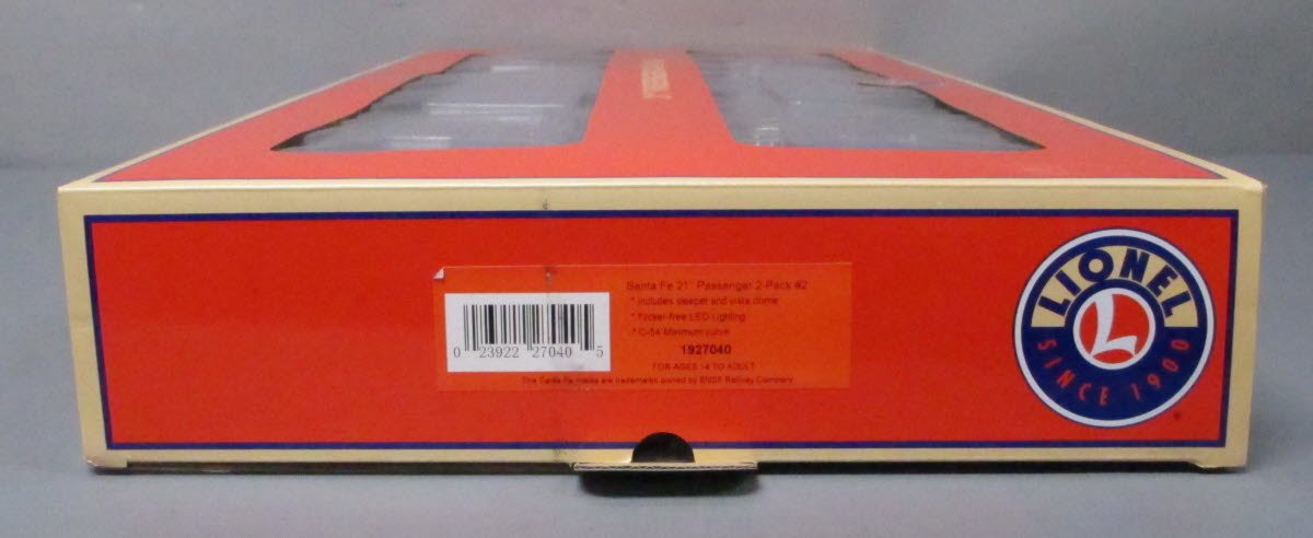 Lionel 1927040 O Santa Fe 21 Passenger Car #2 (Pack of 2) LN/Box