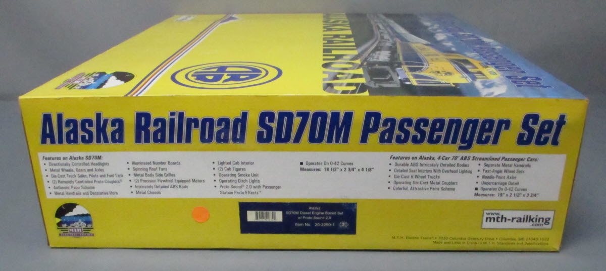 MTH 20-2290-1 O Gauge Alaska SD70M O Gauge Diesel Passenger Train Set w/PS2 EX/Box