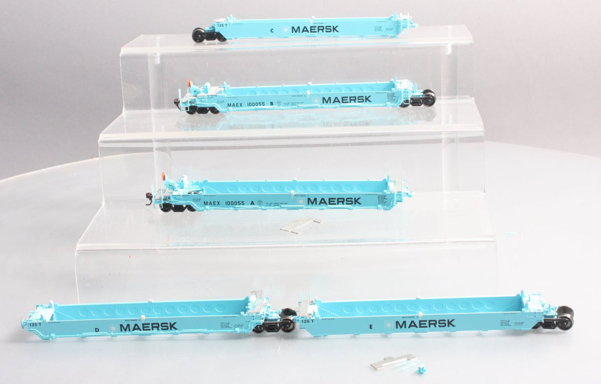 Athearn 95039 HO Maersk Maxi I Well Car/Early Ready-To-Run #100055 (Pack of 5) LN/Box