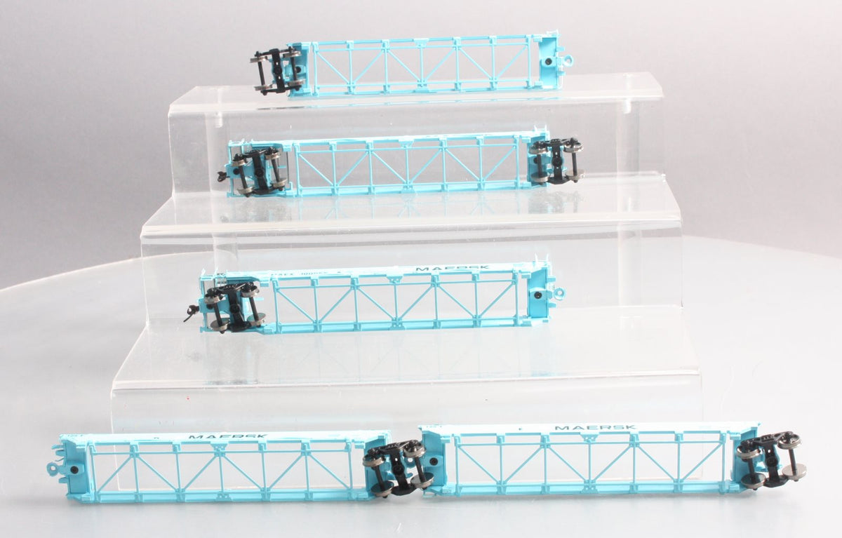 Athearn 95039 HO Maersk Maxi I Well Car/Early Ready-To-Run #100055 (Pack of 5) LN/Box