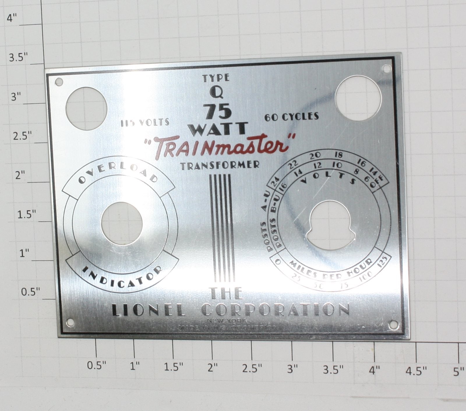 Lionel Q-23 Metal Transformer Nameplate