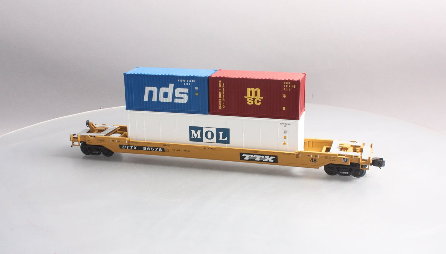 MTH 20-95232 O TTX Husky Stack Car w/2 20' Containers and a 40' Container