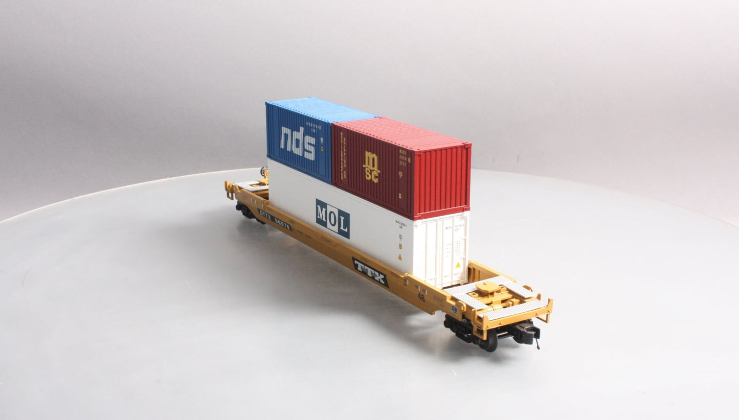 MTH 20-95232 O TTX Husky Stack Car w/2 20' Containers and a 40' Container