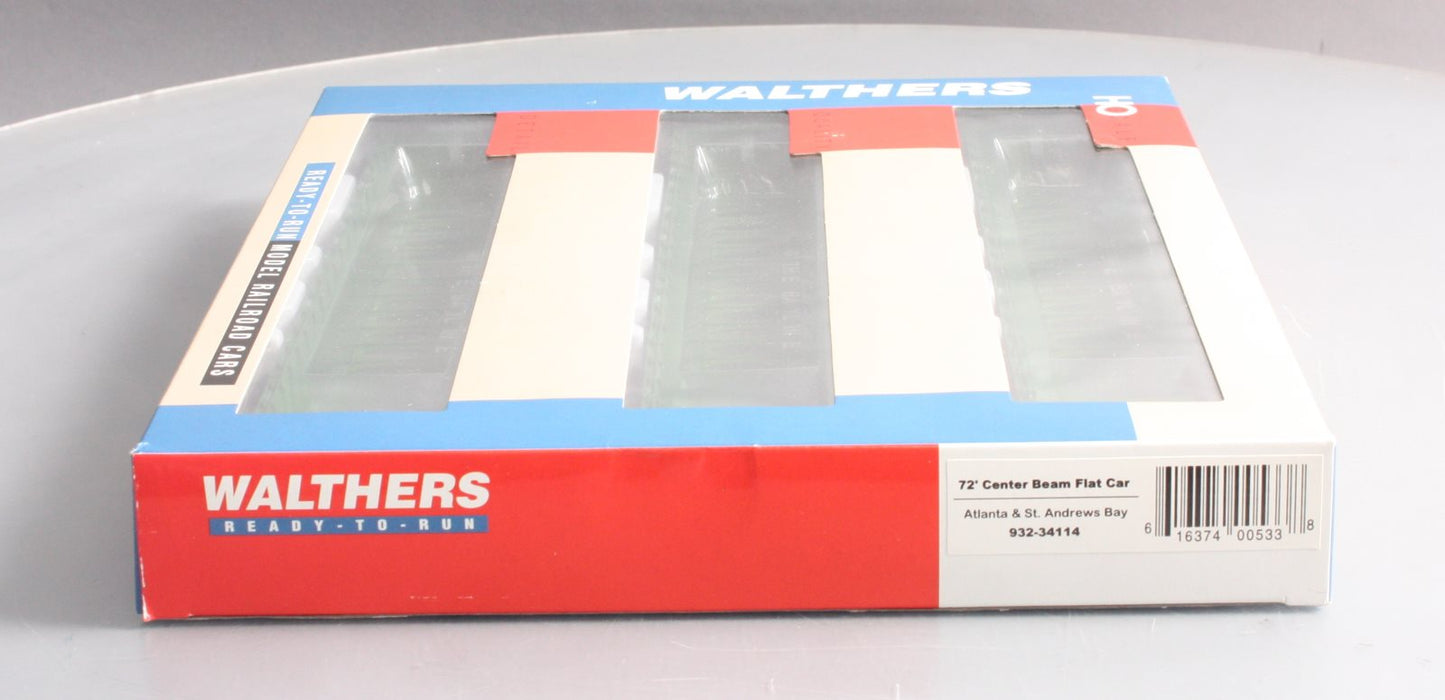 Walthers 932-34114 HO ATL&St. Andrews Bay 72' Center Beam Flatcar (Pack of 3) LN/Box