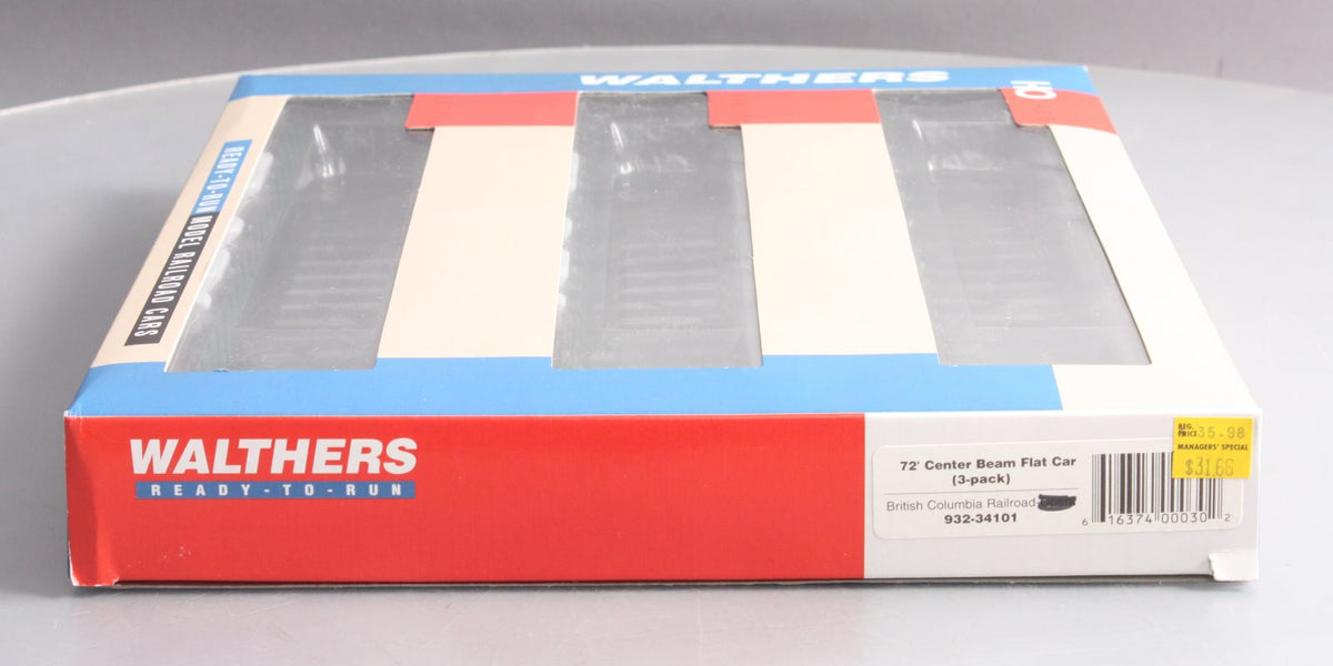 Walthers 932-34101 HO British Columbia 72' Centerbeam Flatcars (Set of 3) LN/Box