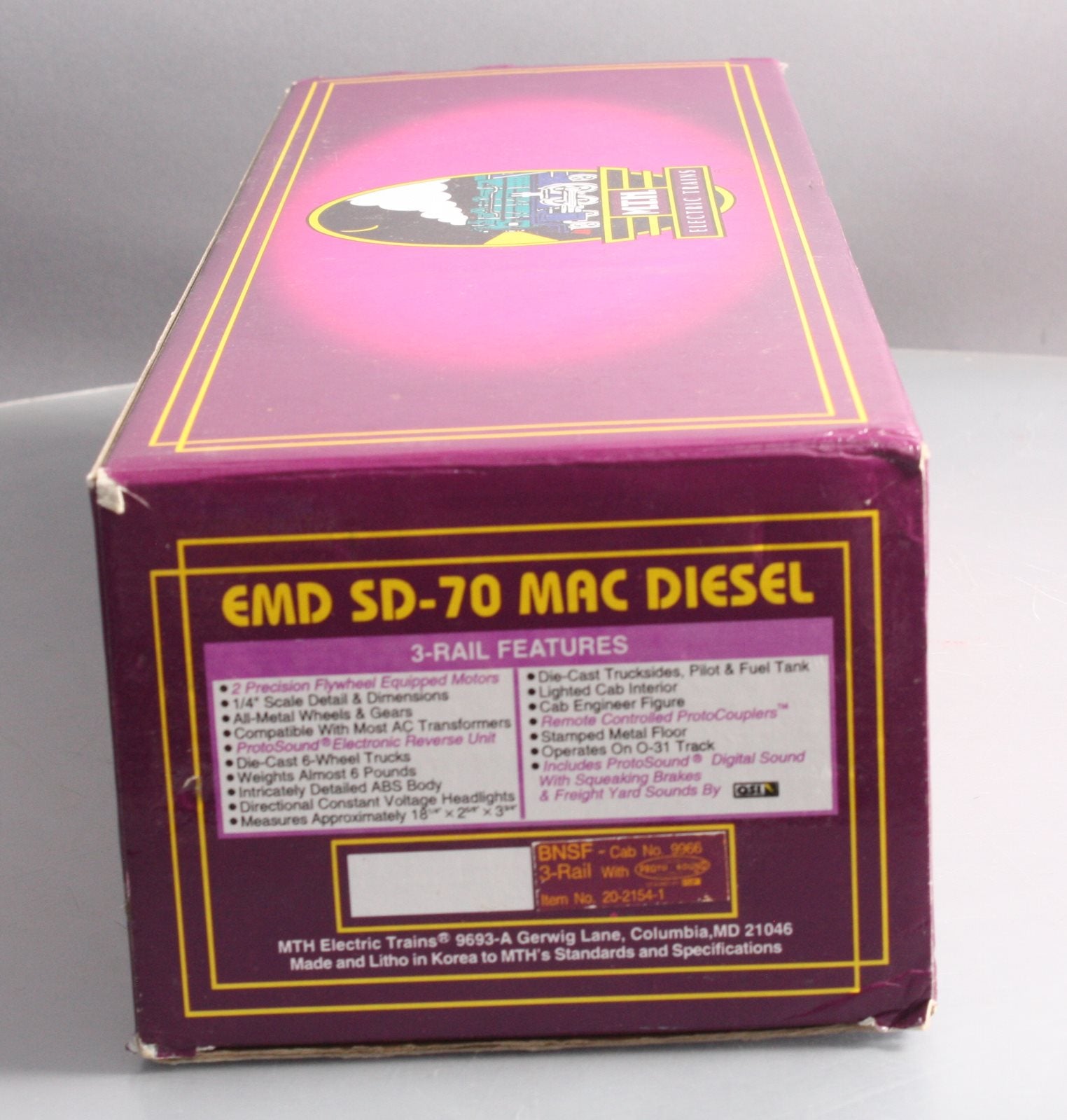 MTH 20-2154-1 BNSF SD-70 MAC Diesel Engine #9966 w/ PS 1.0 #9966 LN/Box