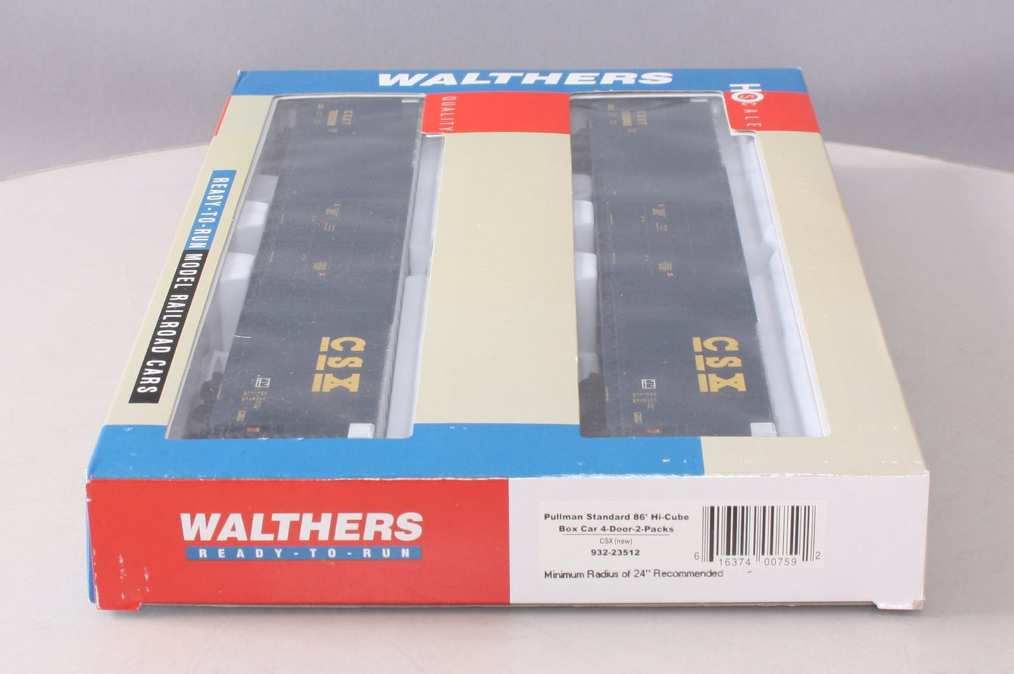 Walthers 932-23512 HO CSX 86' Hi-Cube 4-Door Boxcar (Pack of 2) EX/Box