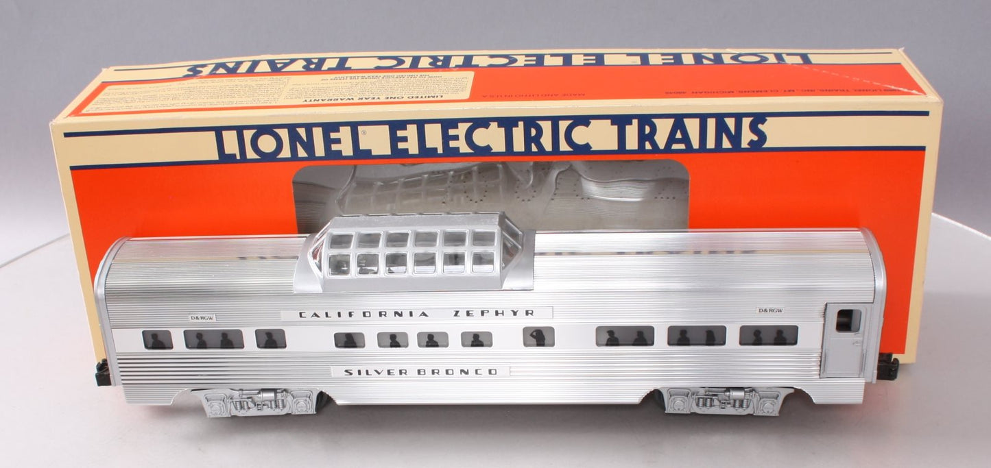 Lionel 6-19123 O Gauge California Zephyr "Silver Bronco" Aluminum Vista Dome Car NIB