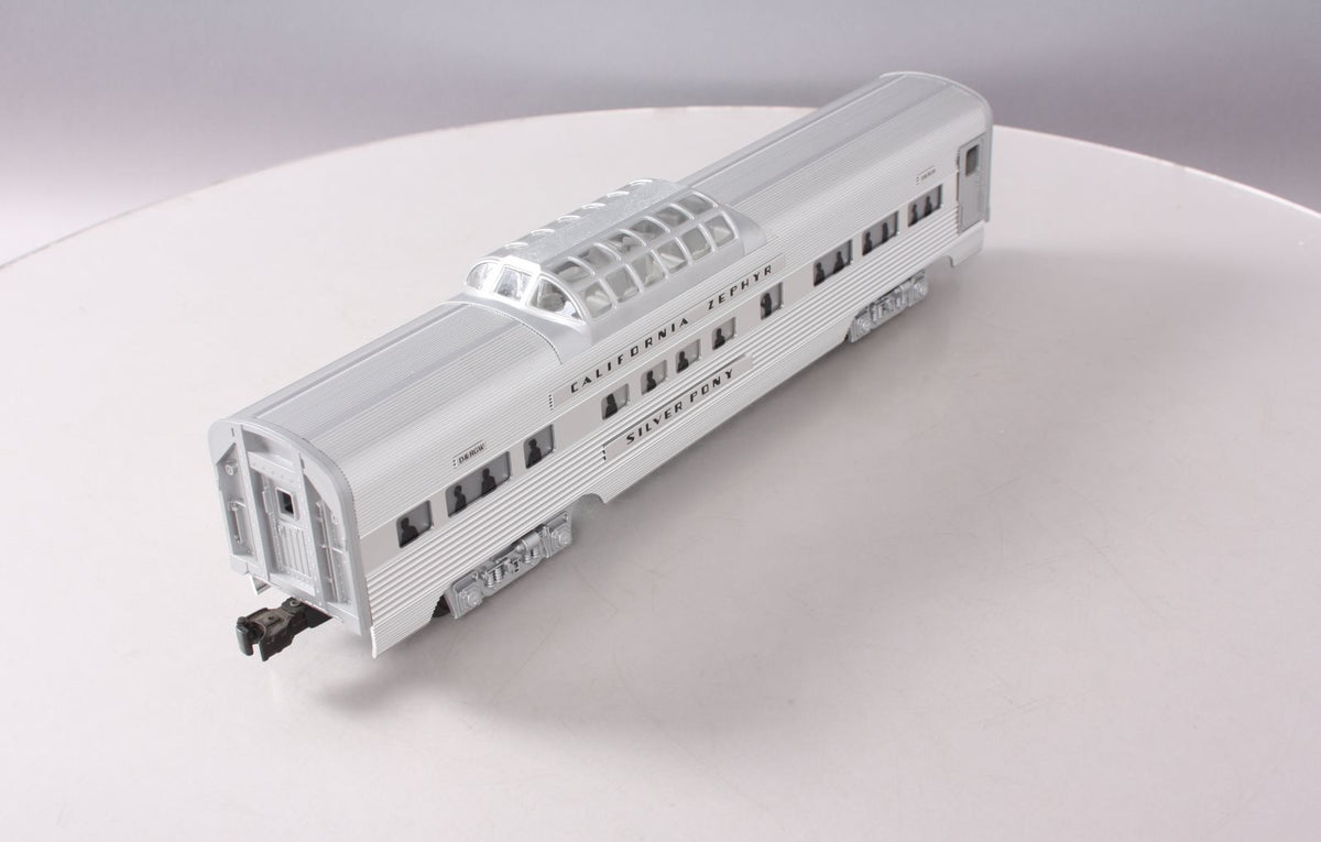 Lionel 6-19126 O Gauge California Zephyr "Silver Pony" Aluminum Vista Dome Car NIB