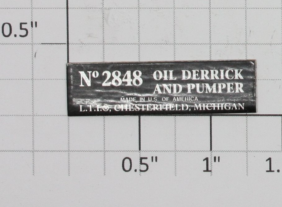 Lionel 12848-10 Lionel Oil Derrick and Pumper Nameplate with Adhesive
