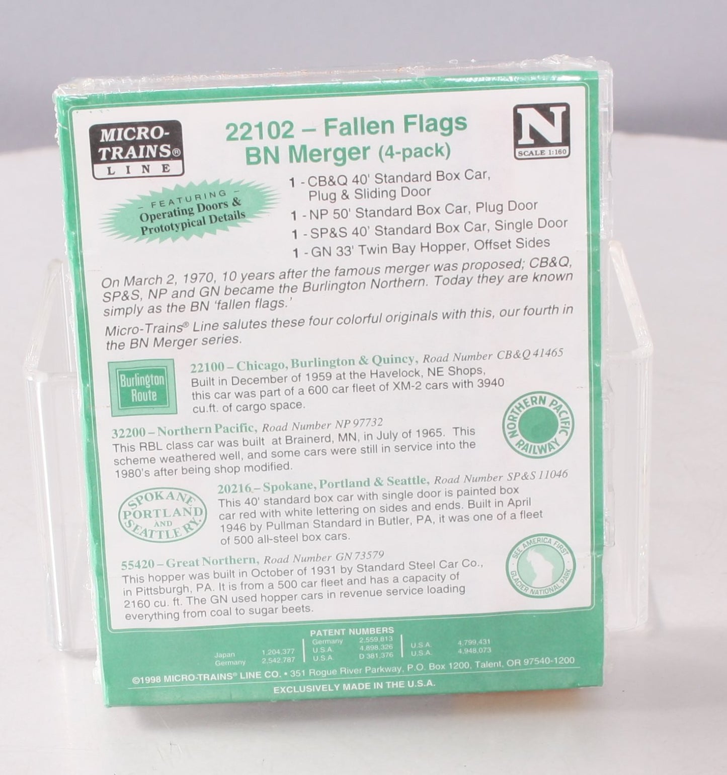 Micro-Trains 02200102 N Scale Fallen Flag BN Merger Freight Cars (Set of 4)