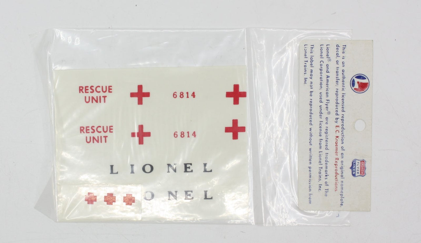 Lionel 6814-50 White Emergency Caboose Decal Set