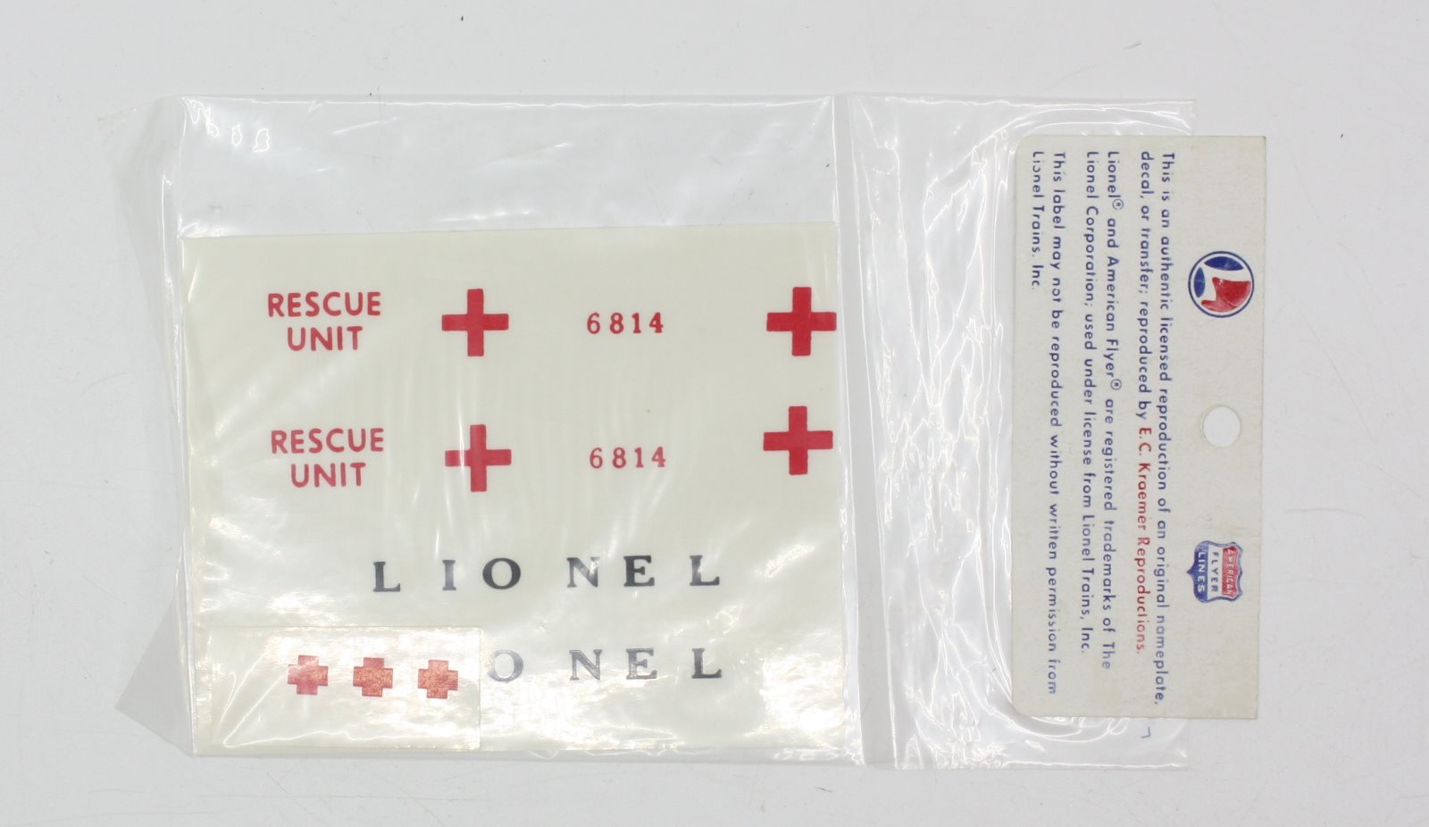 Lionel 6814-50 White Emergency Caboose Decal Set