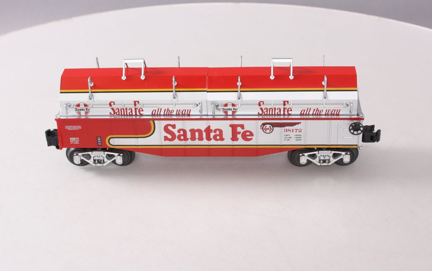Lionel 6-83874 O Gauge Santa Fe Gondola w/ Coil Cover #38172 EX/Box